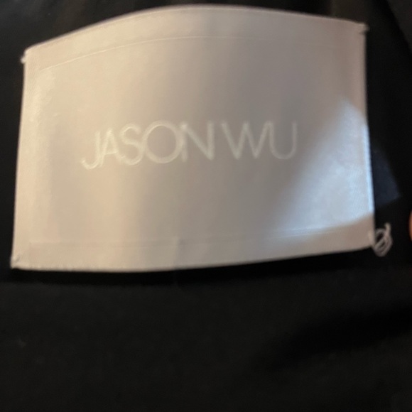 Jason Wu Black Long Sleeve Midi Dress with Lace Sleeves and A-Line Skirt. Size 4 - Picture 5 of 6